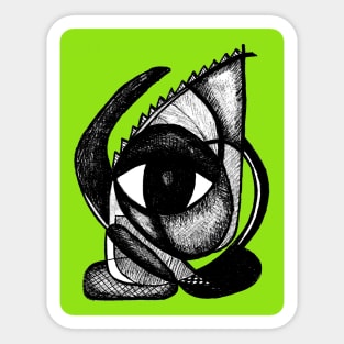 "I see you" - African Symbolic Surrealist Art - Green Sticker